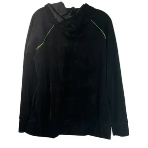 Lauren Ralph Lauren Black Velour Gold Piping Zip Up Hoodie Jacket 1X thumbnail 2
