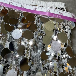 New Dwirapal Womens Size XL Silver Disc Sequin Mini Skirt Elastic Waist Party thumbnail 8