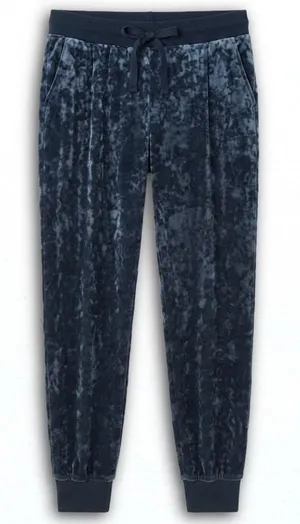 Aerie Women Navy Blue Crushed Velvet Joggers Drawstring Waist Pockets Size S thumbnail 1