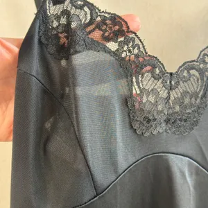 Adonna JCPenney Black Nylon Lace Slip Dress Vtg Lingerie Sz 38 M Y2K Whimsygoth‎ thumbnail 8