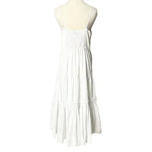 NEW La Ligne Beatirix Dress White Stripe Cotton Silk Tiered Midi Size Large thumbnail 4