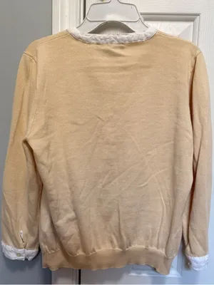 Lauren‎ Ralph Lauren Beige Cotton Cardigan Button Front Lightweight Sweater M thumbnail 5