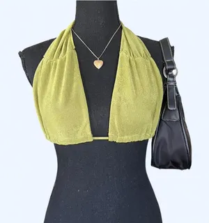 princess polly y2k fairycore grunge olive green halter top size xs 💚 thumbnail 1