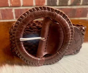 AMERICAN EAGLE Brown Leather Braided Belt thumbnail 1