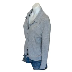 Michael Kors Gray Polo Sweater SMALL Fitted Cardigan Preppy Silk Cotton $300 thumbnail 9