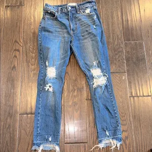 Abercrombie & Fitch the skinny high rise distressed Frayed Hem Jeans size 0/25 thumbnail 3