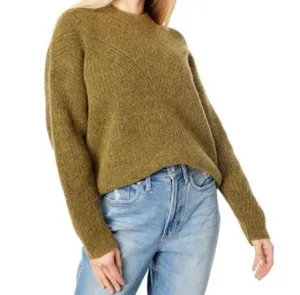 Madewell Belfiore Fuzzy Ribbed Pullover Wool Blend Sweater in Green thumbnail 1