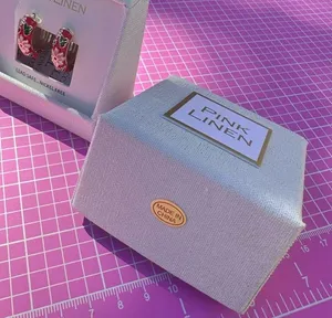 Pink linen round hoop clip earring gold tone red flower loop LEAD SAFE gift box🎁 thumbnail 6