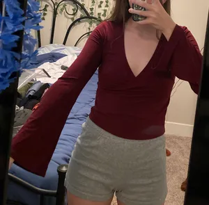 Forever 21 Maroon Wrap Crop Top thumbnail 1