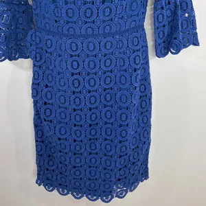 Boden Royal Blue Cotton Circle Lace Bell Sleeve Sheath Dress US‎ 6R thumbnail 4