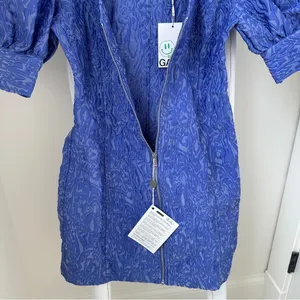 GANNI Cold-shoulder cloqué mini dress Purple Size Small thumbnail 8