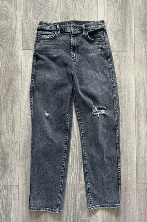 7 For All Mankind High Waist Cropped Straight Jeans thumbnail 1