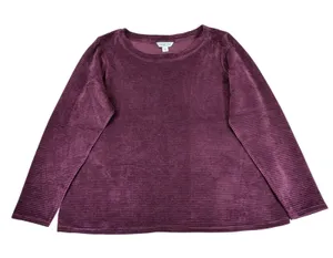 Coldwater Creek Purple Ribbed Knit Long Sleeve Scoop Neck Top XL 601984 thumbnail 1