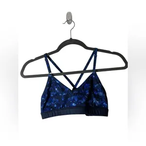 Alo Yoga Blue Abstract Print‎ Strappy Sports Bra Women’s XS Crisscross thumbnail 2