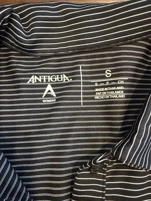 Antigua Philadelphia Eagles Striped Polo - Black & White - Small - C54-042 thumbnail 2