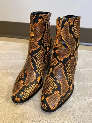 Yellow snake print boots thumbnail 1