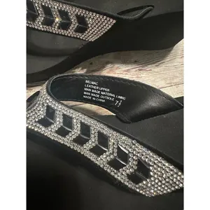 Yellowbox Blingy Flip Flops Women's Size 7.5 Rhinestone Black Platform Thongs thumbnail 4