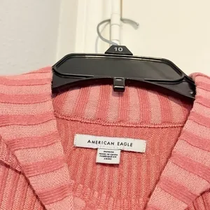 ASOTV American Eagle Ribbed Mock Neck Pullover Pink Salmon Sweater Sz Medium thumbnail 6