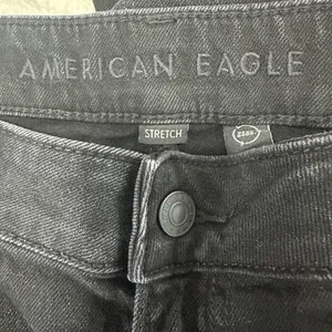 American Eagle Womens Size 8 Low Rise Baggy Wide Leg Jeans Black‎ Wash Stretch thumbnail 5