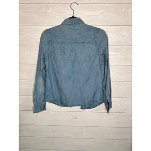 Forever 21 Women's Denim Shirt Long Sleeve Button Down Blue Chambray Size S thumbnail 6