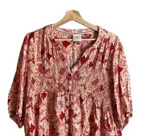 Knox rose smocked floral bohemian top thumbnail 2