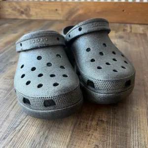 Crocs Womens Classic Platform Sparkly Grey Synthetic Clogs Size 10 thumbnail 2