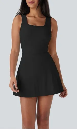 NWT Halara SoftlyZero Easy Peazy Active Dress Black Built-In Shorts Size XS NEW thumbnail 1