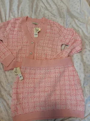 Francesca's NWT Lara Tweed Plaid cardigan and Mini Skirt set thumbnail 4