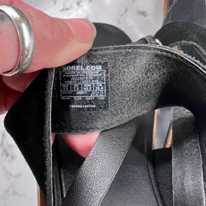Sorel Ella II Sandal Black Leather Suede Thong Flat Sandals Womens 9.5 thumbnail 4