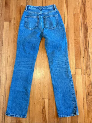 We‎ the FREE PEOPLE Straight Leg Denim Jeans My Own Lane Distressed Dark size 26 thumbnail 2