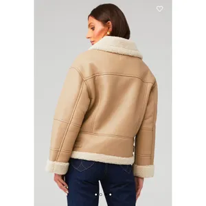 Heartloom Matin Faux Leather Sherpa Coat Jacket Beige Size M thumbnail 2