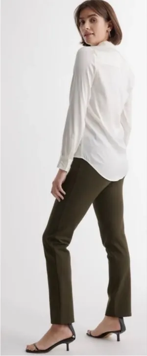 QUINCE Ultra-Stretch Ponte Straight Leg‎ Pants Olive size Medium Petite thumbnail 1