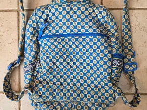 Vera Bradley Blue/Cream Floral Medallion Backpack Riviera Blue Retired Pattern thumbnail 5