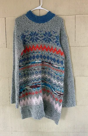 Free People Gray Fair Isle Snow Bunny Sweater Dress thumbnail 1