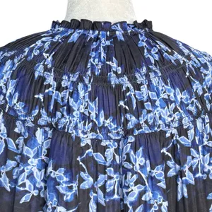 French Connection Blue Floral Smocked Keyhole Front Boho‎ Mini Dress Size Small thumbnail 13