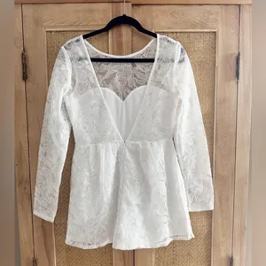Lulus My Clarity Ivory Mesh Floral Embroidered Romper Bridal Size Medium Lace thumbnail 5