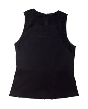 J.Crew Black Knit Peplum Crochet Detail Tank thumbnail 1