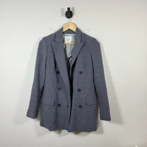 NWOT Wilfred by Aritzia Margaux Oversized Plaid Blazer Blue/Grey Size 0 thumbnail 5