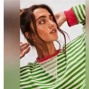 NEW Free People We The Free Classic Striped‎ Oversized Crewneck Sz Sm thumbnail 6