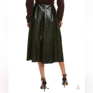 NWT Abbey faux leather black midi skirt, size S. thumbnail 2