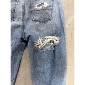 American Eagle Mom Jeans Blue Distressed High Waisted Denim Size 00 Short thumbnail 9