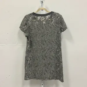 Anthropologie Grey Floral Lace‎ Short Sleeve Tunic Dress Top Medium Sheer Summer thumbnail 2