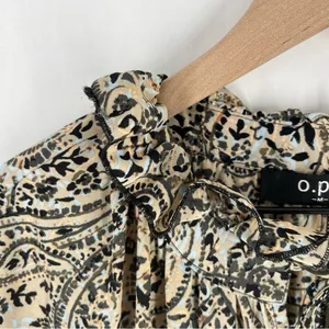 OPT Boho‎ Paisley Print Long Sleeve Tiered Midi Dress Peasant Prairie Ruffle M thumbnail 4