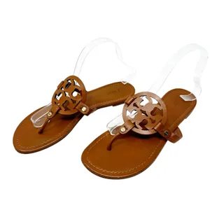 Tory Burch Miller Sandals Women Size 9 Tan Cognac Leather Thong Flats thumbnail 2