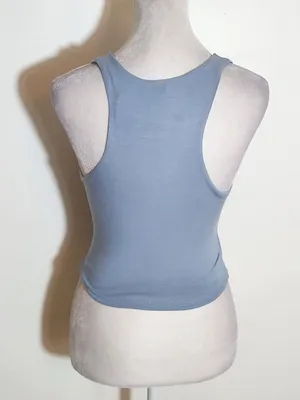 Lulus Blue Sleeveless V-Neck Cropped Tank Top Size Medium NWT thumbnail 4