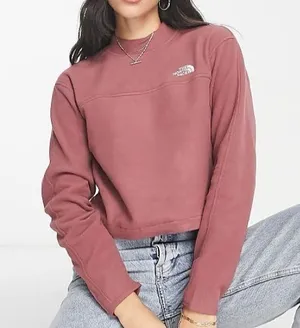 THE NORTH FACE TKA Mock Neck Fleece Cropped Sweatshirt in Mauve Pink Size M thumbnail 1