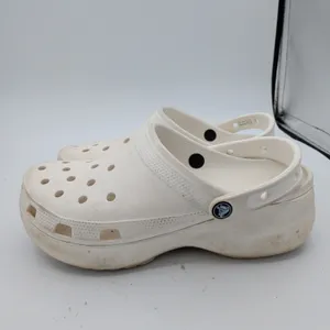 Crocs Classic Platform Clog White Platform Sandals‎ Womens 10 Chunky 206302-100 thumbnail 2