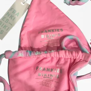 New Frankies Bikinis Tia Terry Triangle Top Small Bottom Medium Smiley‎ Floral thumbnail 6