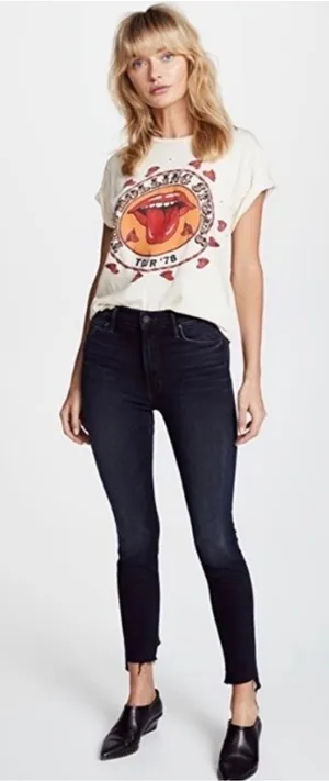 MOTHER The Stunner Zip Two Step Fray‎ Skinny Jeans Last Call Dark Wash 25 thumbnail 1