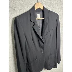L'AGENCE‎ Womens Blazer Size 6 Black One Button Lined Relaxed Solid Pockets Work thumbnail 9